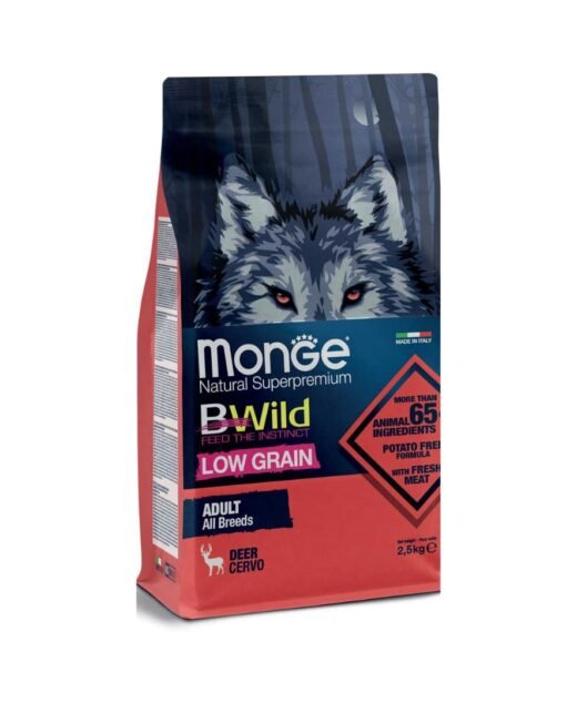 MONGE BWild - Suva hrana za odrasle pse svih rasa, Jelen, 12kg