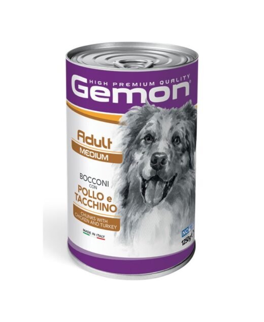 GEMON - Konzerva za odrasle pse srednjih rasa, Piletina i ćuretina, 1250gr