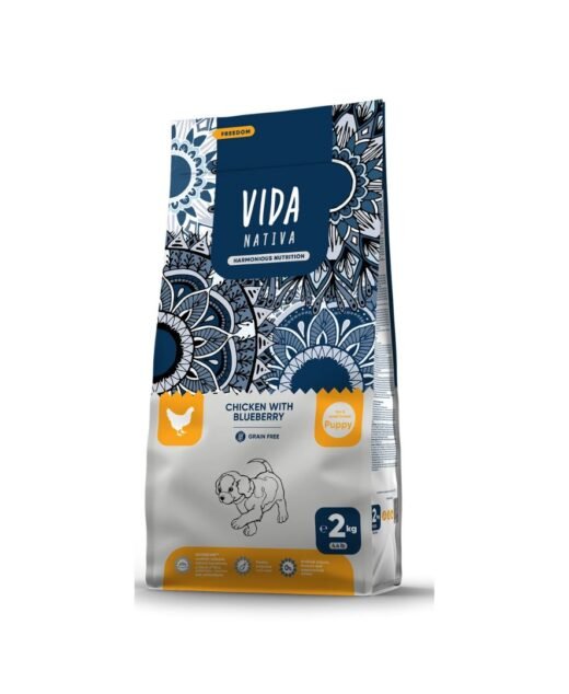 VIDA NATIVA - Prirodna suva hrana za štence malih rasa, Piletina i borovnica 2kg