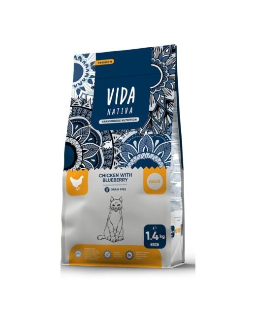 Vida Nativa - Hrana za odrasle mačke, Piletina i borovnica, 12kg
