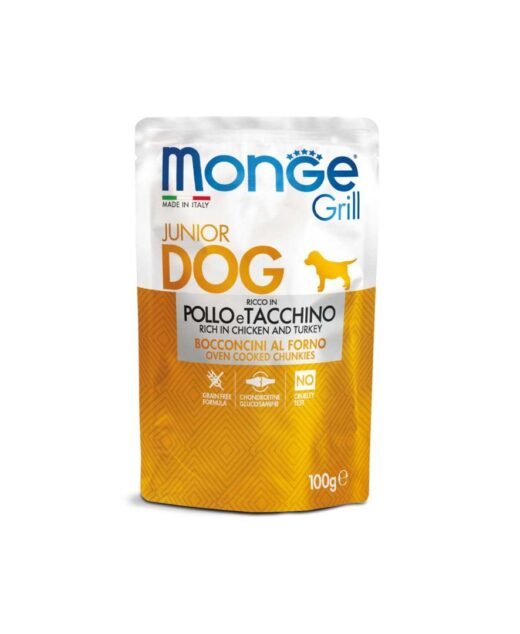 MONGE Grill - Vlažna hrana za štence, Piletina i ćuretina 100gr