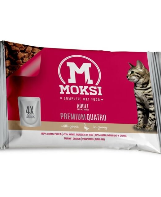 MOKSI – Kompletna vlažna hrana sa taurinom za mačke, Guska u sosu - 4x100g