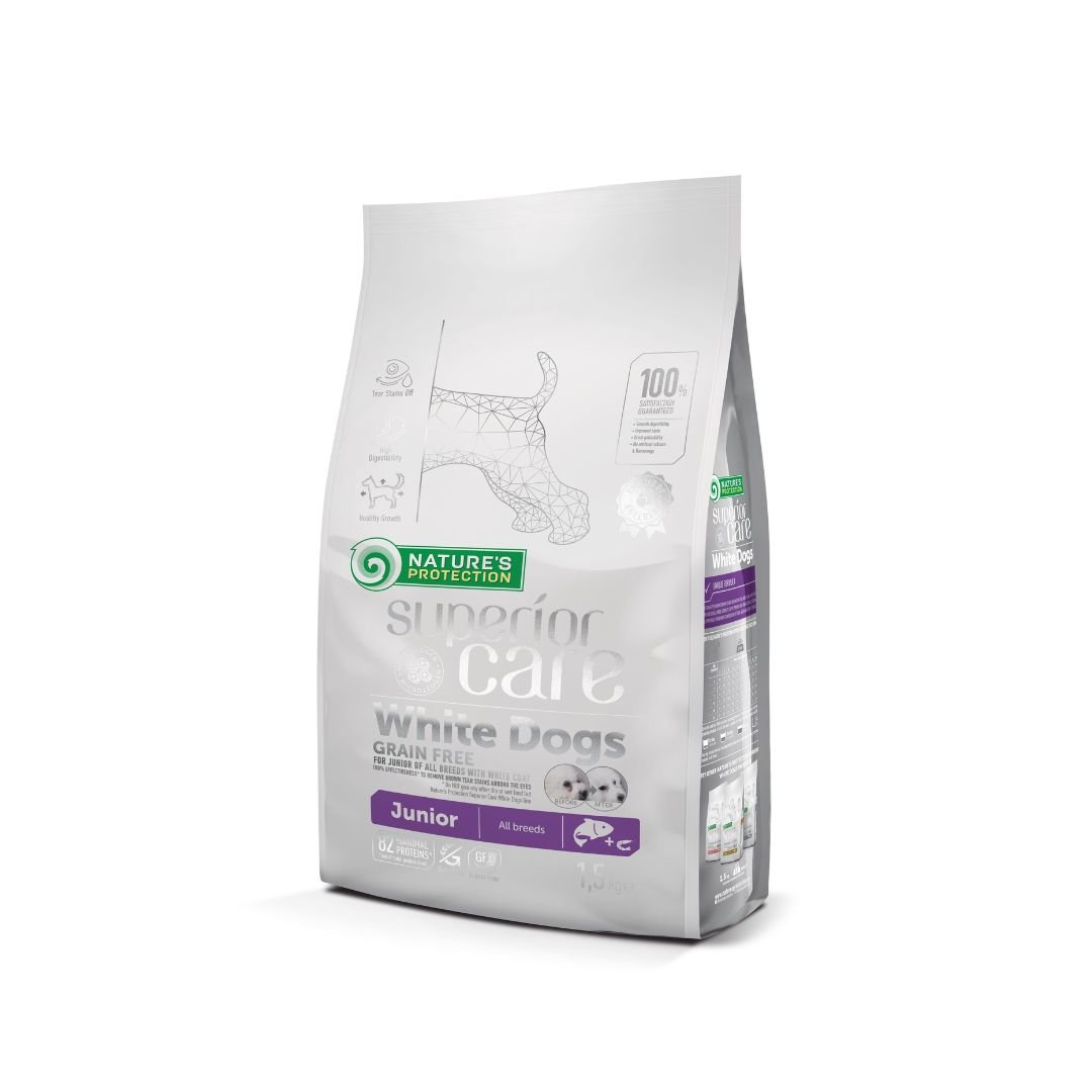 NATURE'S PROTECTION - Hrana za štence malih i mini rasa sa belom dlakom, Losos, 1.5kg
