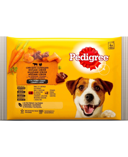 Pedigree Adult Multipack Govedina, Jagnjetina i Ćuretina u sosu - 4x100g