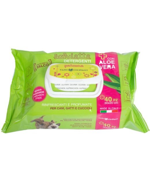 Vlažne maramice za pse i mačke, Aloe vera i puder - (40 kom)