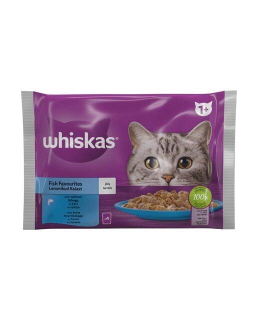 WHISKAS - Vlažna hrana za mačke, Izbor riba 4x85gr