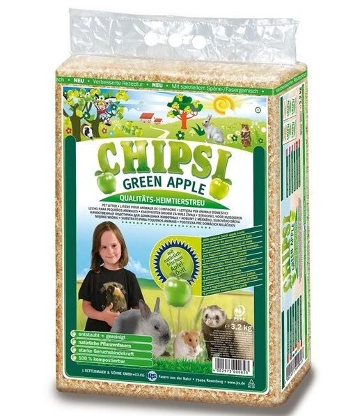 CHIPSI Green Apple – Prirodna piljevina za glodare sa mirisom jabuke - 15l/1kg