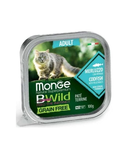 MONGE BWild - Pašteta za odrasle mačke, Bakalar i povrće, 100gr